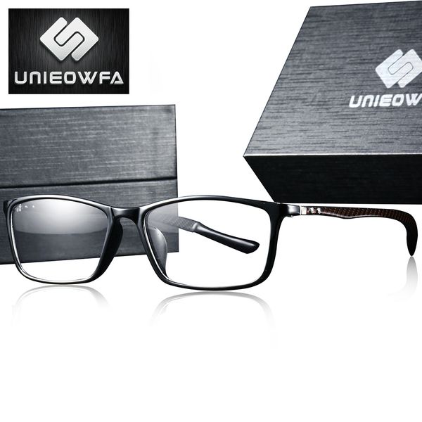 

carbon fiber frame prescription glasses men optical myopia eyeglasses frame transparent clear korean full spectacles brand, Black