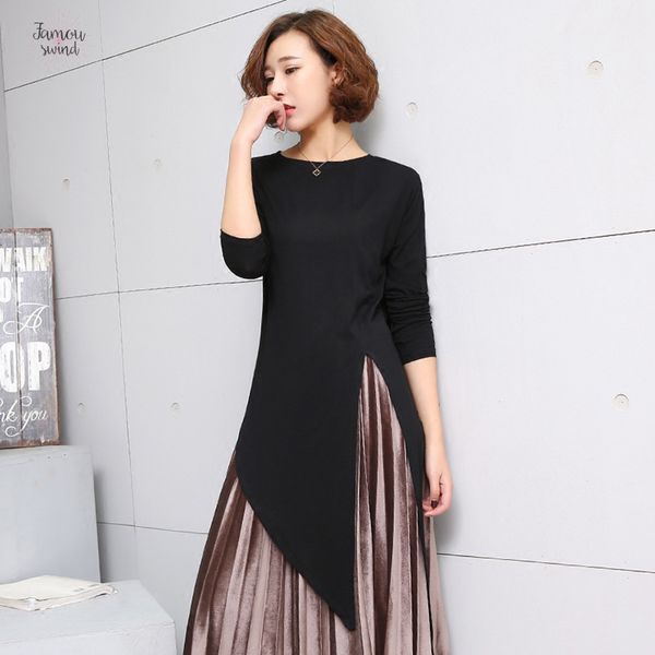 

new women t shirt solid cotton color ladies t women shirts long sleeve t shirt round neck size womens clothing, White