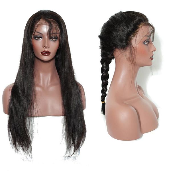 

250% density lace front human hair wigs for women black full glueless silky straight brazilian lace front wig remy