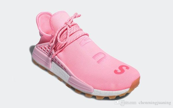 

new authentic pharrell williams x nmd hu prd gum pack hyper pop men women running shoes light pink-gum human race sports sneakers eg7740