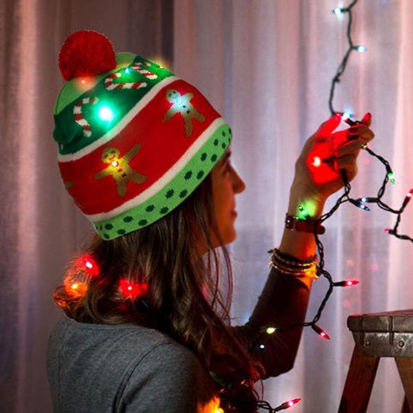 

2018 led рождество hat теплый пылезащитный рождественская елка pattern вязаные hat for supplies детские шапки