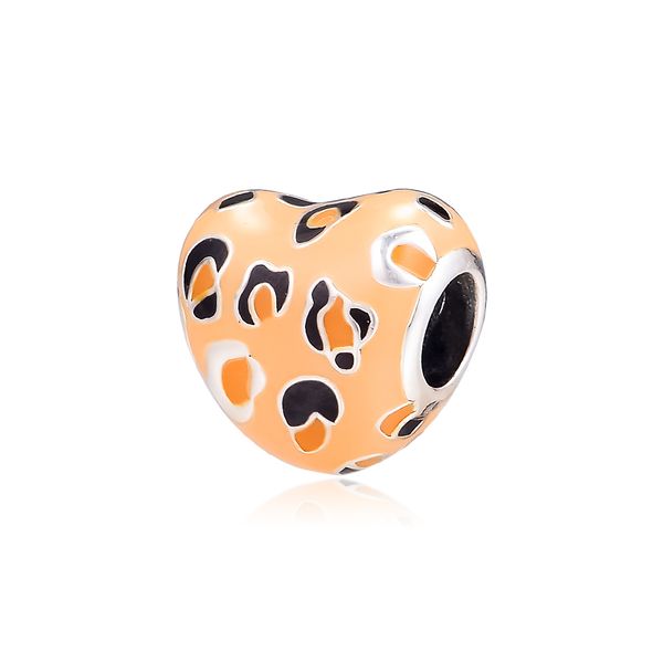 

2019 original 925 sterling silver jewelry spotted heart charm beads fits european pandora bracelets necklace for women making, Bronze;silver