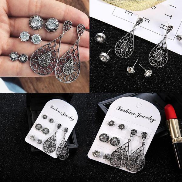 

women elegant crystal bohemia stylish hook earrings casual bohemian wedding earrings set 1 2 3 4 5 6 7 8 9, Golden