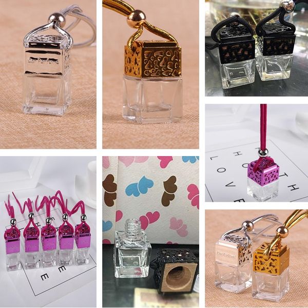 

new car pendant cube perfume bottle glass bottle car pendant decoration perfume bottle storage bottles t8f001