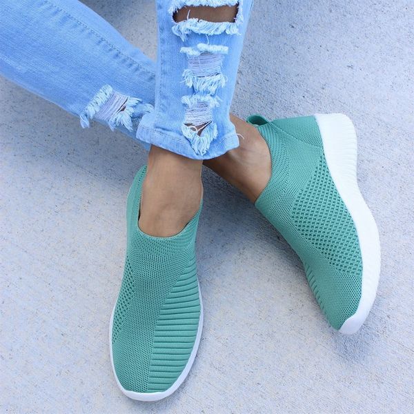 

dihope women knitted vulcanized fashion sneakers flat shoes slip on sock sneakers flat casual breathable shoes, Black