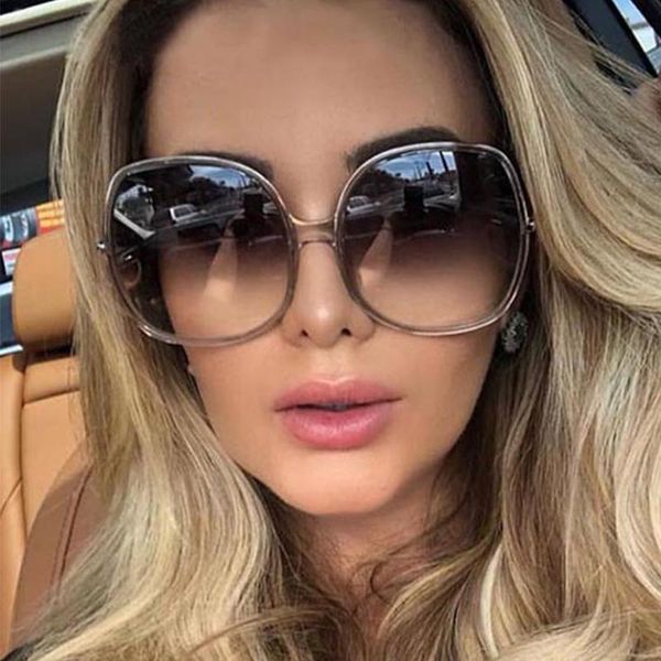 

oversized round women sunglasses luxury big frame vintage gradient glasses fashion shades brand designer sunglass khqbh