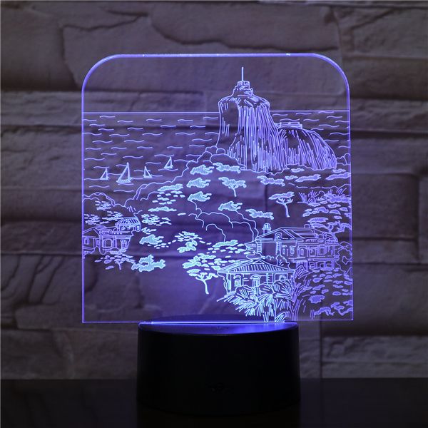 

3d led party decoration usb table lamp lake sailboat landscape baby sleep night lights kids toys lighting visual gifts 2323