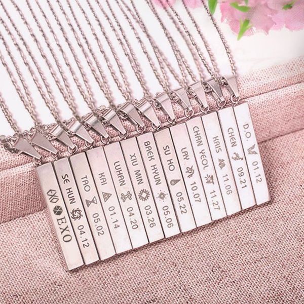 

kpop exo ex'act monster lucky one chanyeol sehun xiumin baekhyun lay kai chain pendant necklace k- accessories wholesale new, Silver