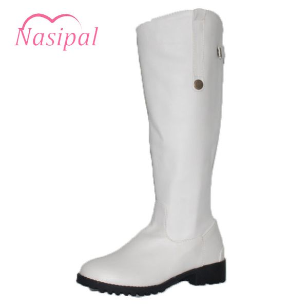 

nasipal vintage boots women autumn knee high riding boots casual zipper botas mujer fashion square heels ladies footwear knight, Black
