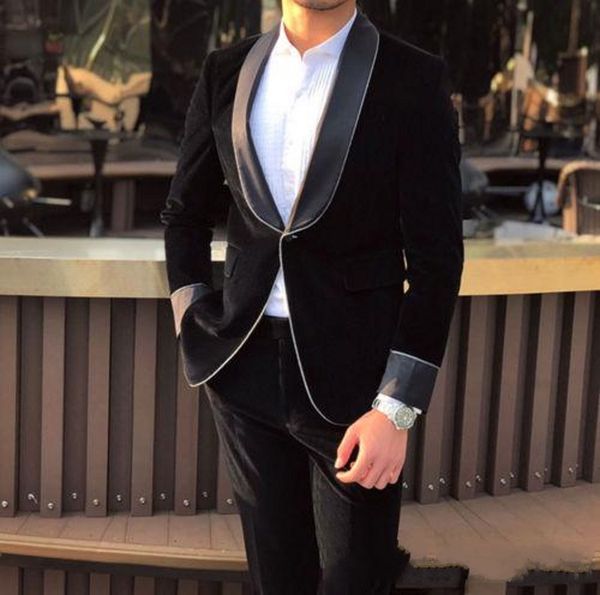 

handsome black groom tuxedos shawl lapel groomsmen wedding tuxedos popular men formal prom jacket blazer suit(jacket+pants+tie) 1306, Black;gray