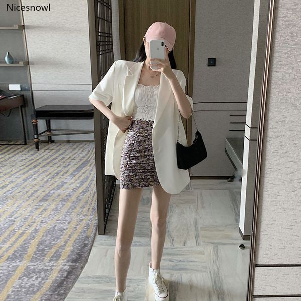 

fashion suit strapless bra bottom small strap floral bag hip skirt suit jacket summer women's three-piece, White;black