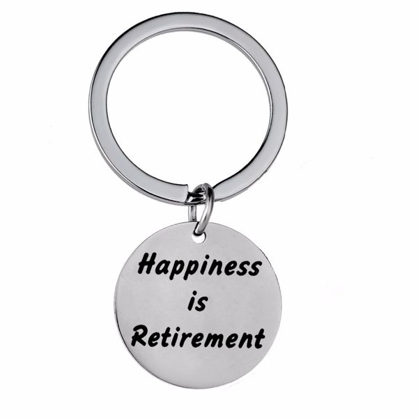 

12pc/lot happiness is retirement stainless steel keychain teachers grandpa grandma keyring retirement gifts key chain ring charm, Slivery;golden