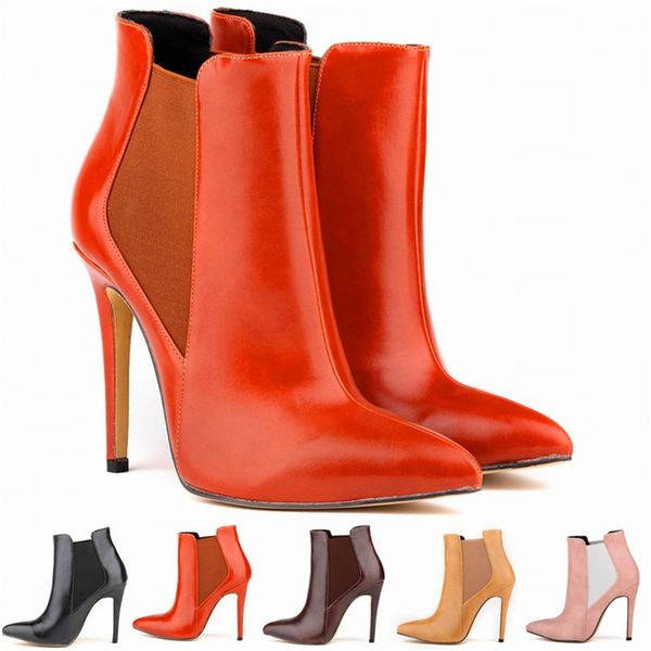 

2019 new woman thin heel retro western boots pointed toe faux fur women shoes high heels casual ladies short boots good quality, Black