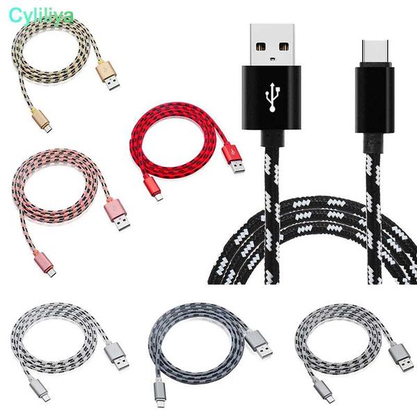 

100pcs 1m 2m 3m new high speed metal usb braided data fast charger cable micro usb 8 pin type c charging cord for mobile phones