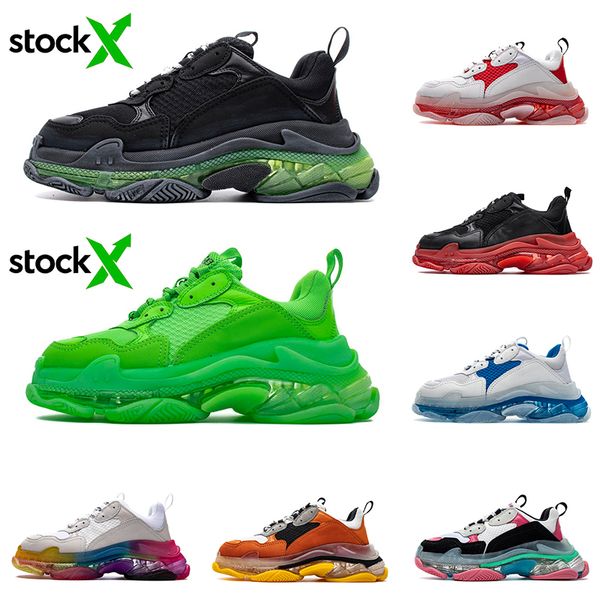

wholesale 2020 luxury designer casual shoes triple s paris brand mens women sneakers green black white red orange fashion transparent sole