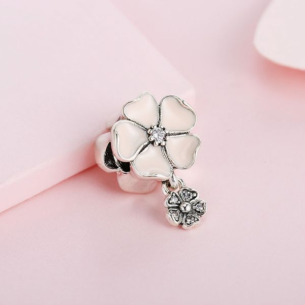 

весна подлинный реальный стерлингового серебра 925 розовый эмаль цветок подвески fit pandora браслет, Black