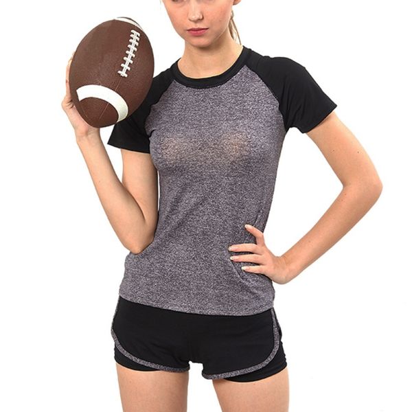 

woman quick dry gym yoga t shirt tights women sport tees for running gym fitness tennis badminton short sleeve clothes, Black;blue