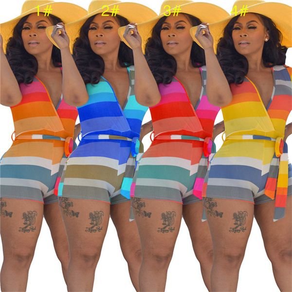 

women's summer jumpsuits fashion v-neck jumpsuits ladies colorful striped rompers female outfits casual one-pieces siamese clothes d522, Black;white