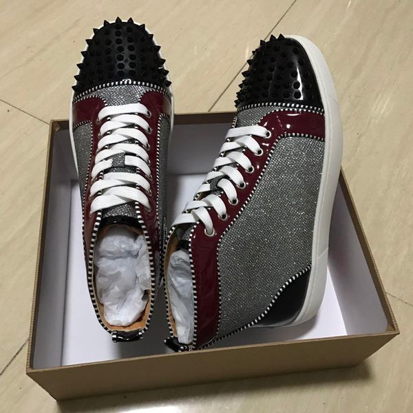

shoes designer casual shoes luxury wholesale fashion sneakers 2019 fashionable wire spikes flat high red bottom shoes, Black