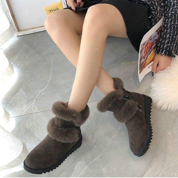 

2019 new winter women snow boots plush warm snow boots thicken cotton zapatos de mujer botas flat warm tenis femini u11-15, Black