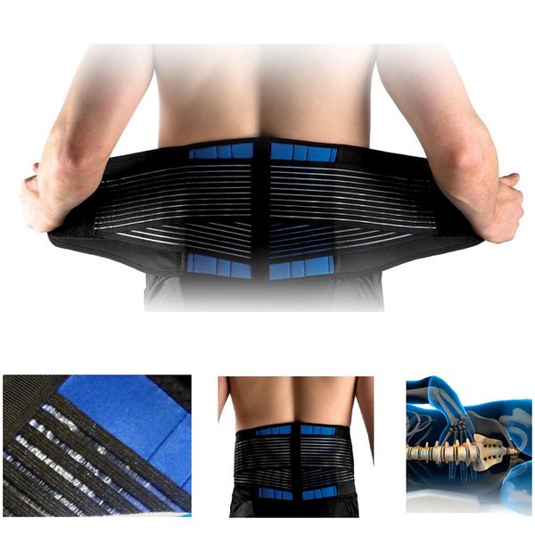 

2019 adjustable neoprene double pull lumbar support lower back belt brace pain relief band waist belt dropshiping, Black;gray