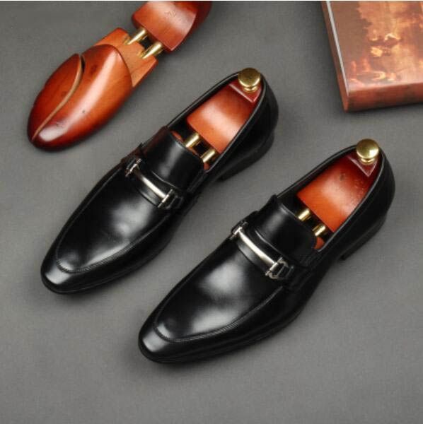 

england elegant mens wedding dress oxfords genuine leather slip on italian male formal party shoes oxfords, Black
