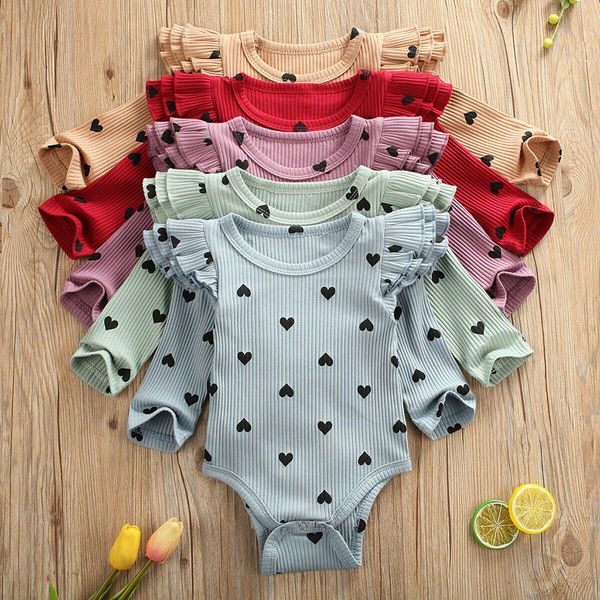 

baby bodysuit clothes baby winter girls clothes infant newborn girls valentine's day heart print ruffles bodysuit ropa nina, Blue