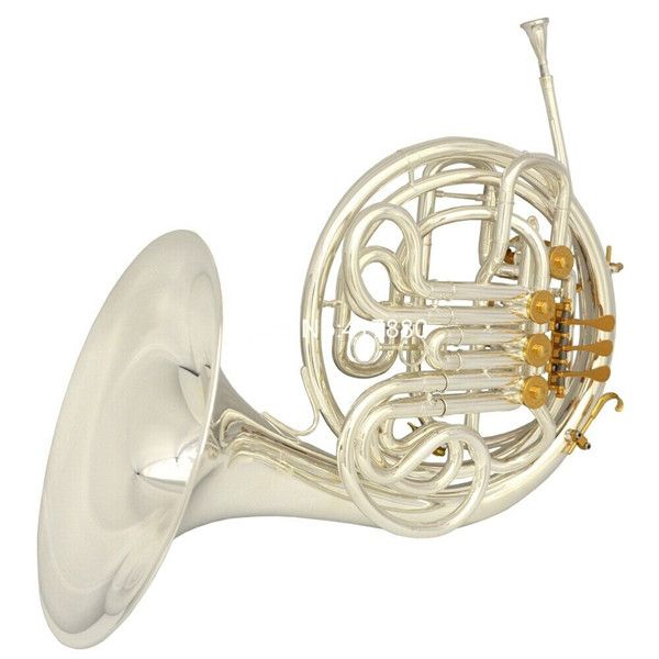 Brand new French Horn BB / f Sliver banhado a ouro 4 instrumentos musicais Chaves profissionais com csaE Acessórios frete grátis