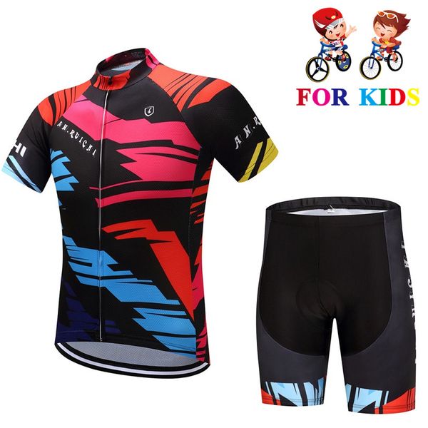 

racing sets cycling jersey set 2021 children's bicycle wear suit kids clothing breathable quick dry ropa cilismo, Black;blue