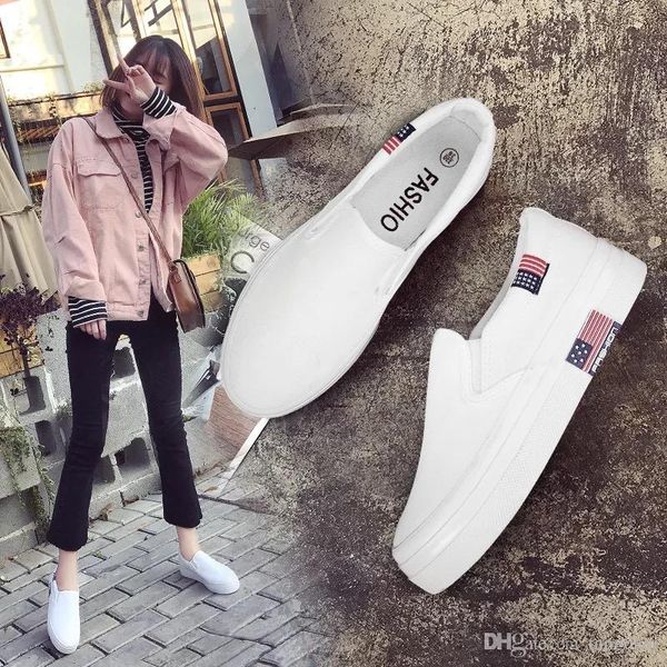 

2019 spring new white leather shoes water proof foot students korean version of casual lazy people cloth shoes wet shoes, Black