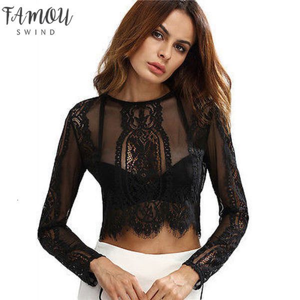 

fashion women ladies slim lace black zipper lace women flower shirt crop long sleeve t shirts party clubwear clothes, White