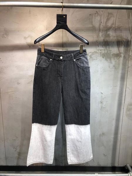 

2019 women's fashion loose contrast cropped jeans 1229, Blue