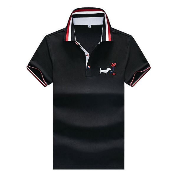 

2020 summer youth solid color polo shirt with lapel short sleeve t-shirt for men's business leisure middle age lapel designer polo shir, White;black