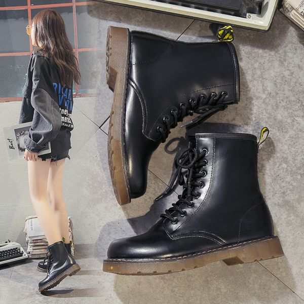 

2020 new release women ankle boots walking shoes leather sneakers outdoor sports dr winter snow trainers, Black