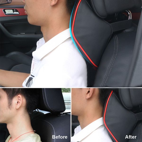 

car leather neck pillow support pillow for neck pain relief when driving,headrest for car seat with soft memory foam