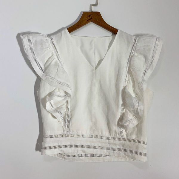 

women's blouses & shirts women shirt ruffled fashion sleeveless top, White