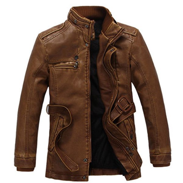 

2019 winter warm men's jackets leather fleece coats thick tracksuit zipper motorcycle man jacket men brand clothing m-6xl, Black