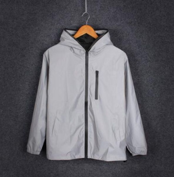

new full reflective jacket men / women harajuku windbreaker jackets hooded hip-hop streetwear night shiny zipper coats jacke, Black;brown
