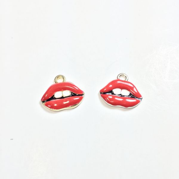 

eruifa 10pcs 15*5mm epoxy red lips zinc alloy charms pendant jewelry diy handmade earrings.bracelet, necklae 2 colors, Bronze;silver