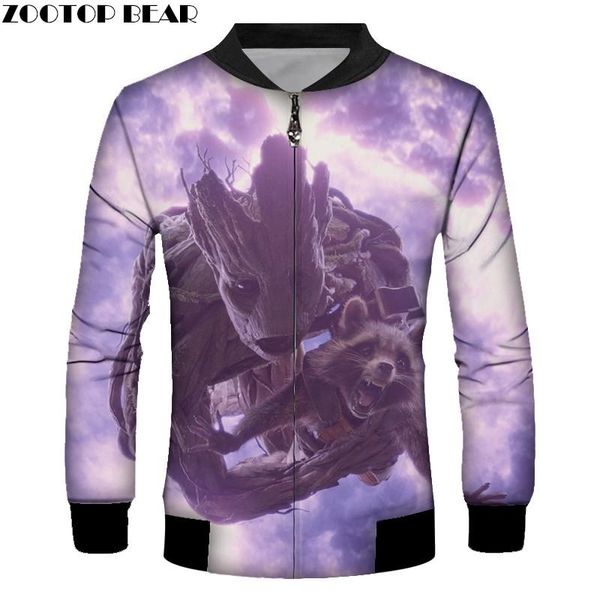 

men's jacket galaxy guard anime thick coat men long sleeve zipper casual streetwear groot clothing, Black;brown