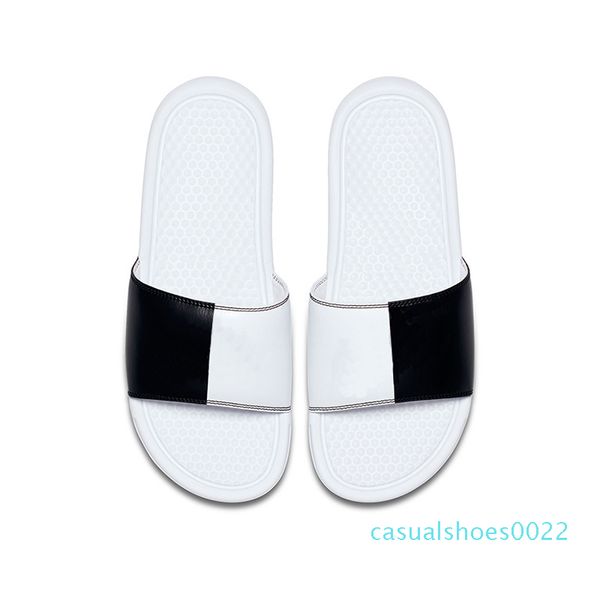 

men women designer slippers benassi summer huaraches slippers black white loafers fashion flats leather luxury slides size 36- 45 c22