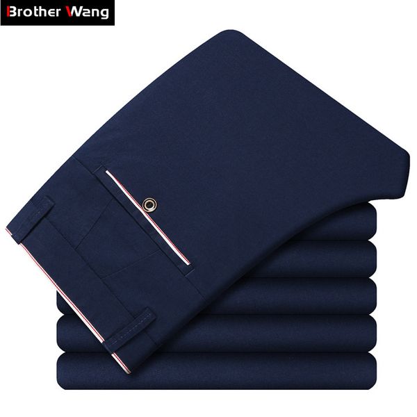 

4 colors spring summer new casual pants 2019 new fashion business thin solid color brand trousers male gray sky blue navy, Black