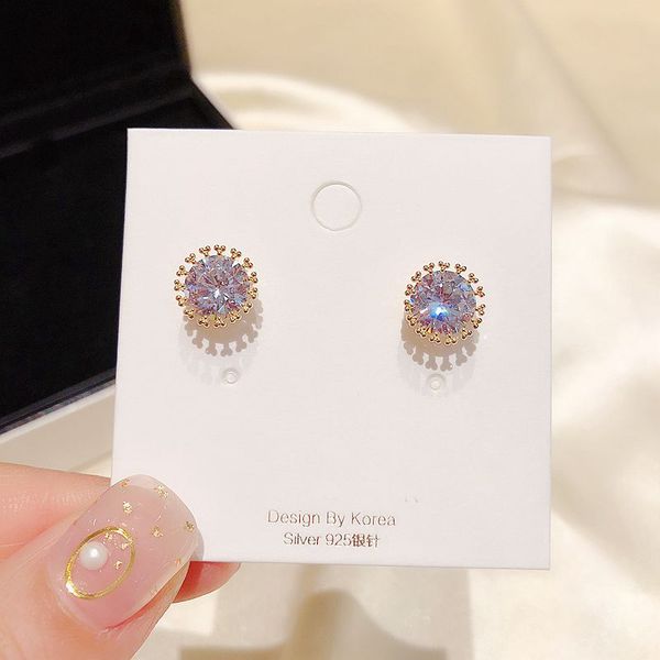 

migga shining single cubic zircon crystal stud earrings gold color fashion women studs jewelry, Golden;silver