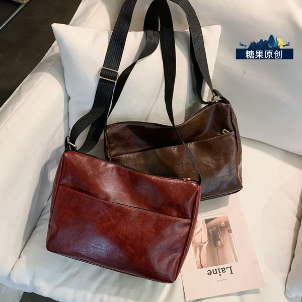 

single shoulder will capacity bag women package 2020 senior feel western style soft bread oblique satchel