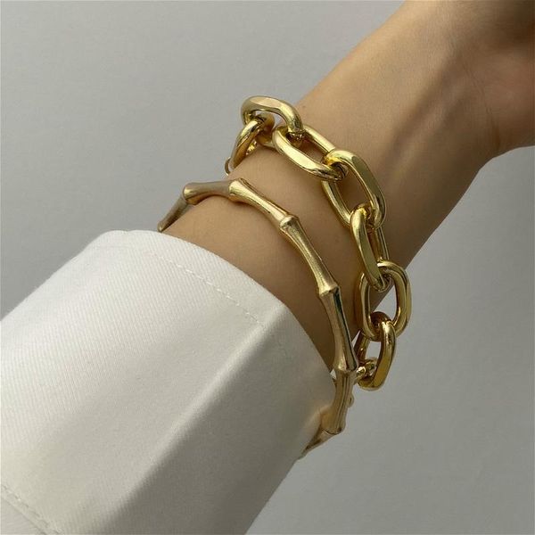 

vintage gold silver color bracelet sets for woman party casual temperament bamboo chain bracelet for woman girls jewelry, Black
