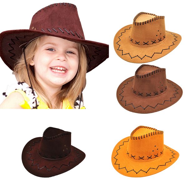 

1pcs cowboy hat children kids jazz bull rider cowboy cowgirl western travel summer hat sunhat baby girls boys caps, Yellow