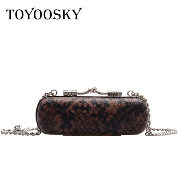 

toyoosky retro snake pattern lipstick bag case serpentine mini lady purses and handbag designer chain metal clips shoulder bag