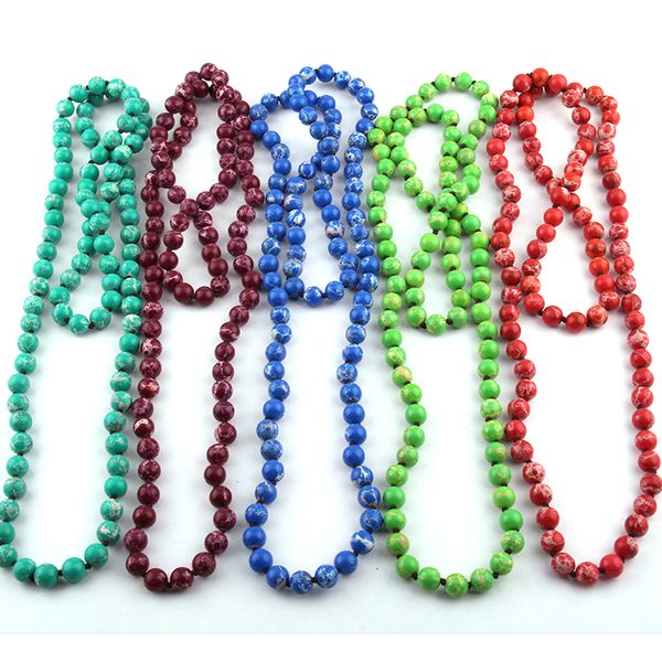 

бесплатная доставка мода полудрагоценные камни бисер длинный завязывается ожерелье из бисера, Silver