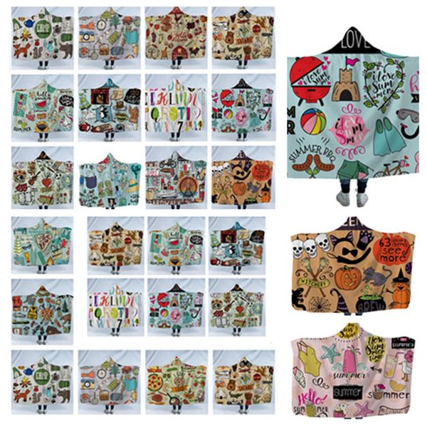 

new camping hooded blanket 3d printed fleece throw blankets adults kids soft warm sherpa capes cloak cartoon blanket homeware t2i5376