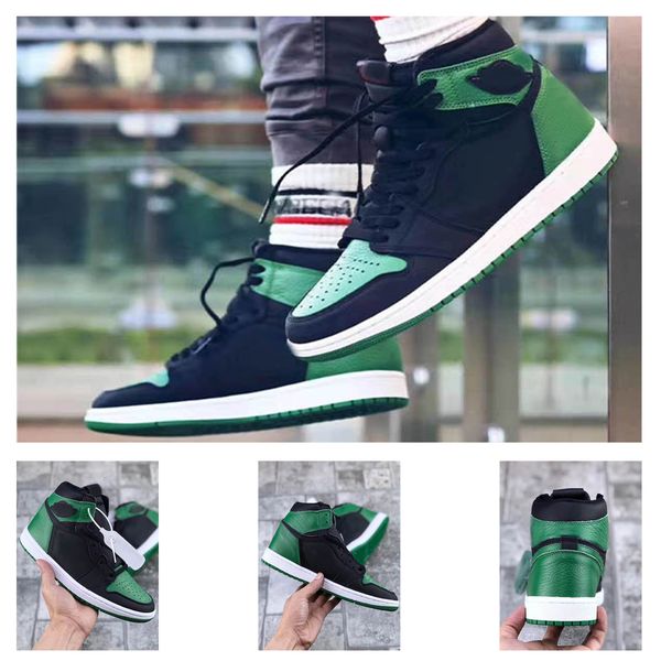 

2020 released 1s 1 high og pine green 1s man basketball shoes sports sneakers 555088-030 size : us 7-12 with box, Black